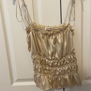 Cream scrunchy reformation tank top